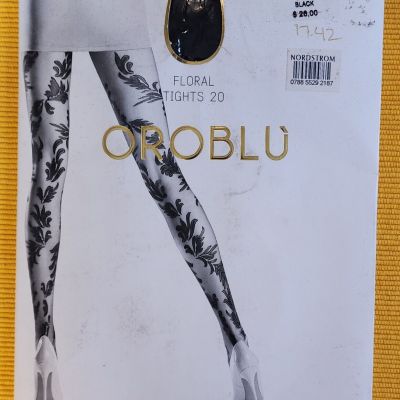 Oroblu Black Floral Tights 20 Size L